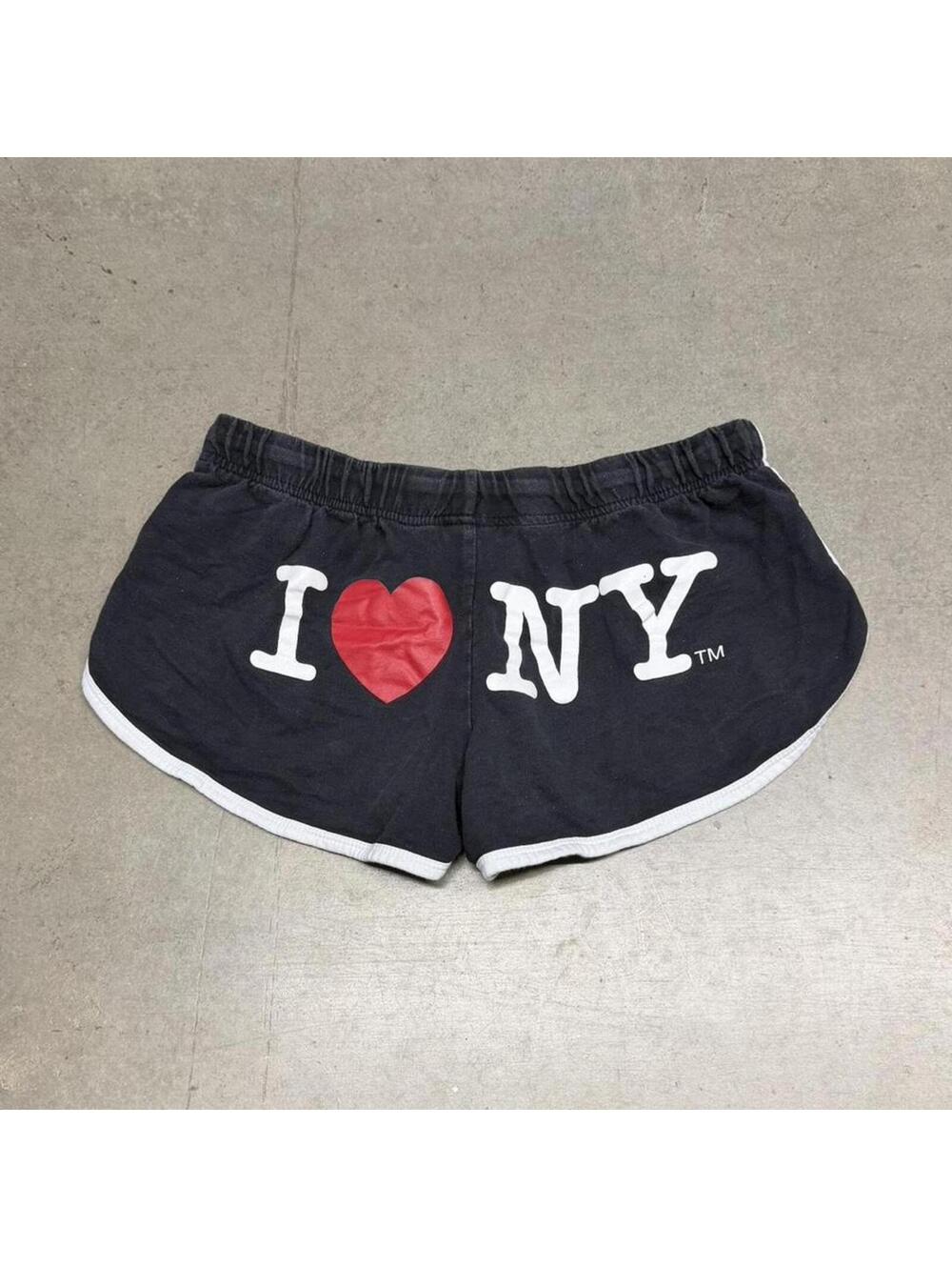 Vintage I Love NY Booty Shorts Womens Medium Black 2" Inseam Grunge Y2K 2000s
